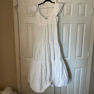 A&F Ruched Flutter Sleeve Maxi Dress white size medium